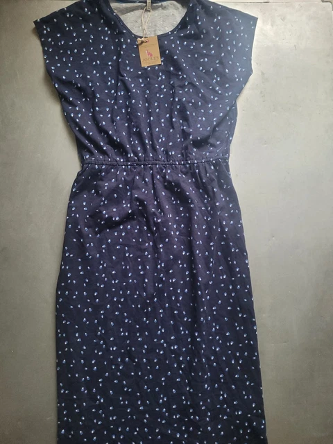 JOULES ALMA DRESS elasticated waist midi dress size 12 navy white stripe 16.50 PicClick UK