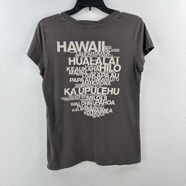 James Perse Shirt Womens Hawaii Graphic Washed Gray Thin Lightweight Size 3 US L