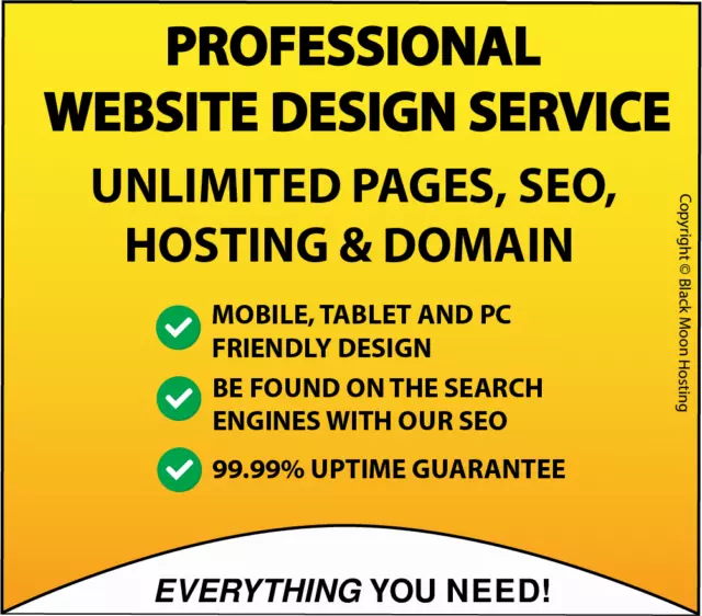 Web Design Service - *Unlimited* Pages - With Hosting, Domain, Seo & Email