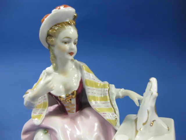 Unterweissbach, Die 5 Sinne, Das Sehen, handbemalt Figur Frau Barock Spiegel