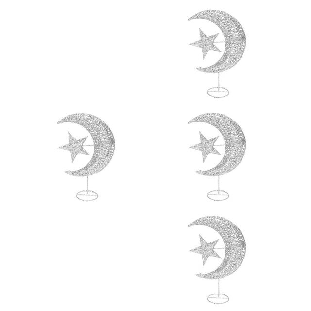 4 PIEZAS hierro forjado copa de árbol de Navidad estrella brillante luna copa de árbol hogar