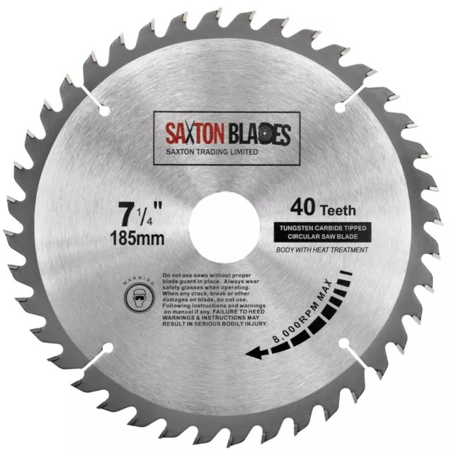 Saxton TCT Circular Wood Saw Blade 185mm x 30mm x 40T for Bosch Makita 184mm