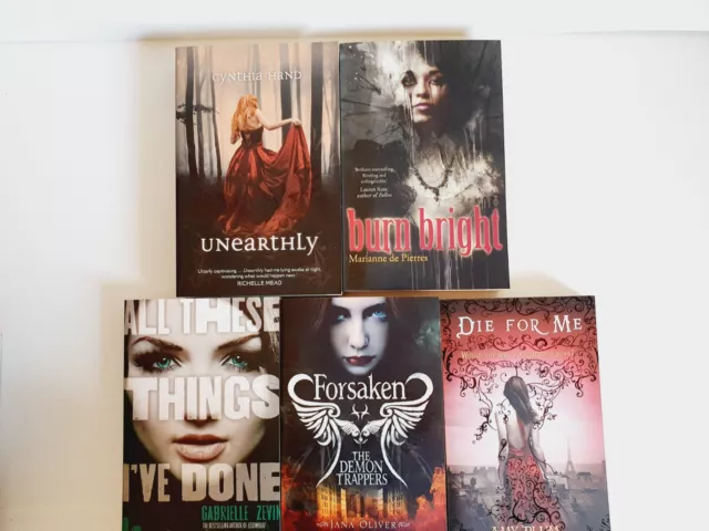 YA Paranormal Book Bundle Lot of 5 - Unearthly, To Die For, Burn Bright, 2