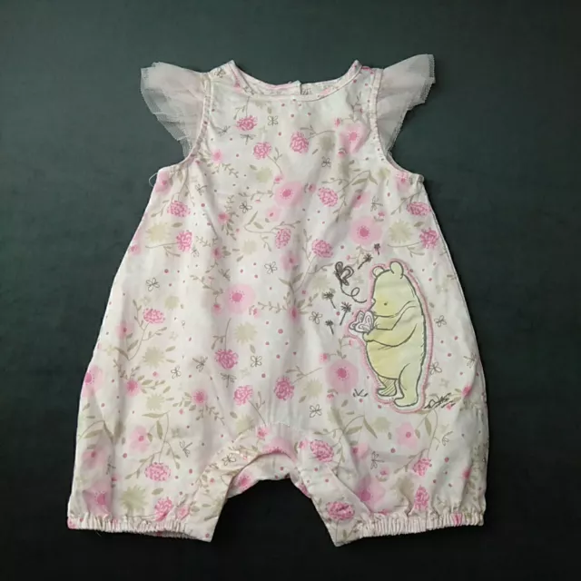 Disney Baby Winnie the Pooh Romper Pink Floral Size 0-3 Months Disney Store Girl