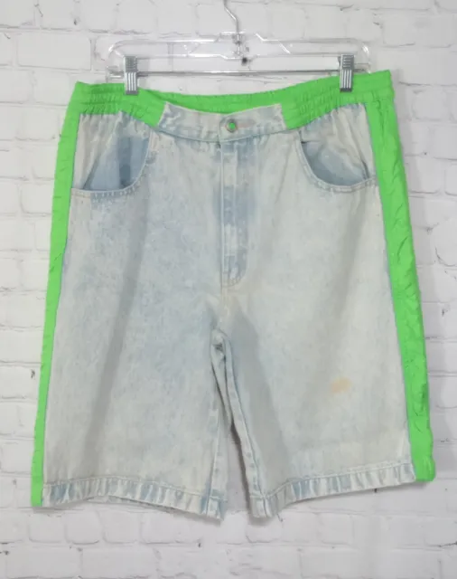 Vintage Dual Control Shorts Men's Acid Wash w/ Green Polyester Trim Rare READ!
