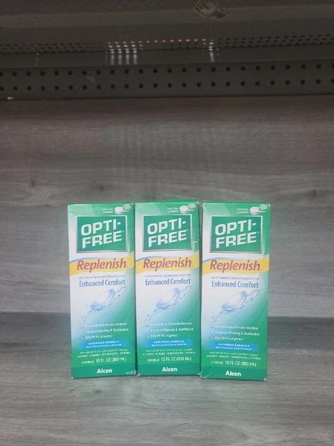 LOT OF 3 Opti-Free Replenish Enhanced Comfort 10 Fl Oz. Bottles