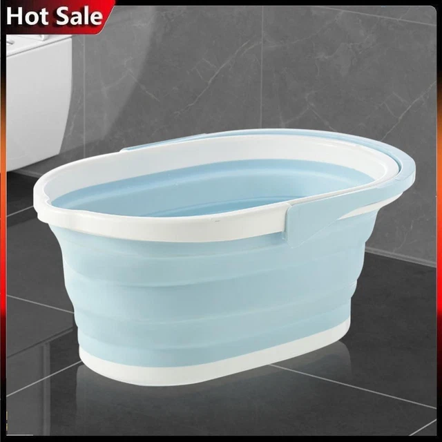 Collapsible Bucket Rectangular Car Wash Bucket for House Cleaning (Blue)