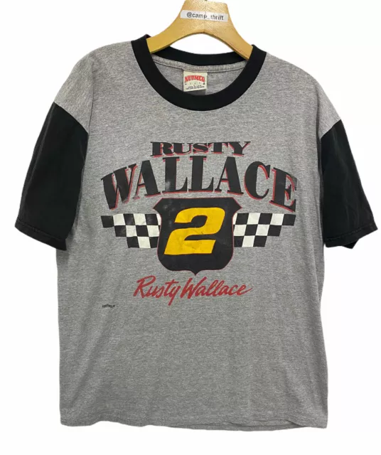 Vintage 90s Rusty Wallace #2 Nascar Racing Color Block Shirt Large USA