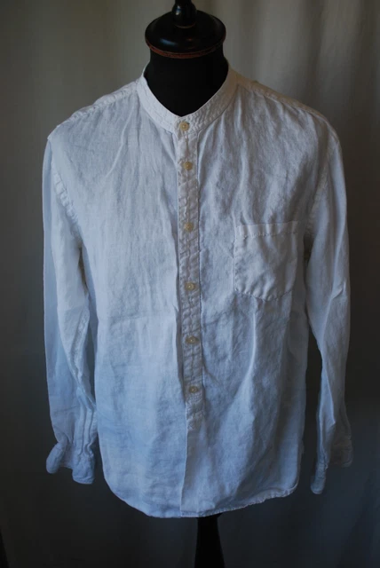 Camicia vintage Marc O'polo puro lino estate manica lunga colletto grandad XL