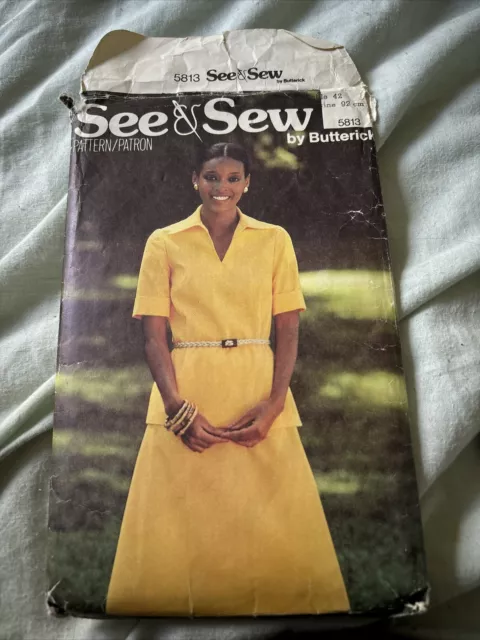 Butterick See Sew 5813 women top and skirt vintage sewing pattern Size 14