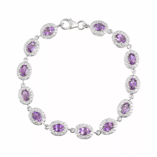 Tennisarmband aus 925er-Sterlingsilber mit natürlichem violettem Amethyst...