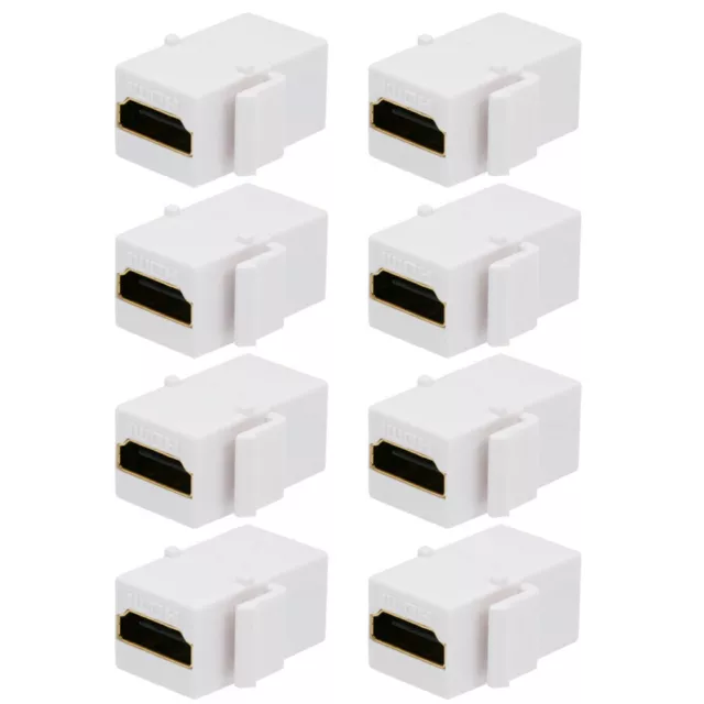 8x HDMI Keystone Jack Wall Plate Coupler Female to Female Snap-in Insert White