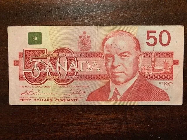 1988 Ottawa Canadian 50 Dollar Bank Note