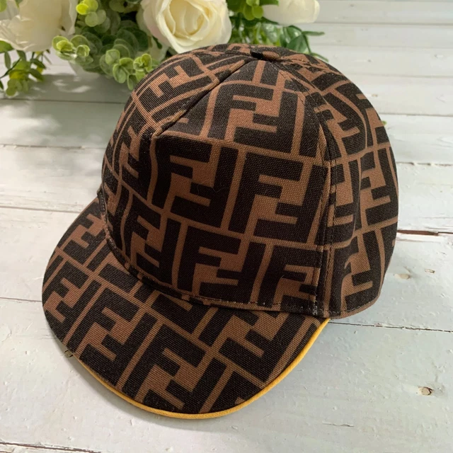 FENDI Kids Zucca Baseball Cap Kids Size 1 with Yellow Trim for Babies & Toddlers