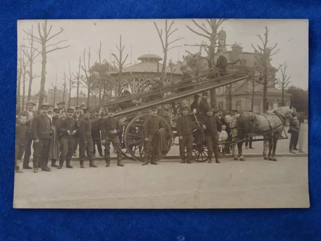 RARE ++ CPA CARTE POSTALE PHOTO Postcard - POMPIERS & GRANDE ECHELLE