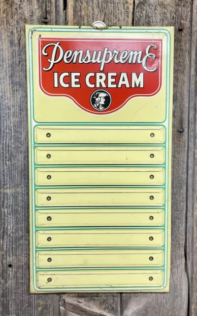 Early Vintage Immaculate TOC Pensupreme Ice Cream Soda Fountain Menu Board Sign