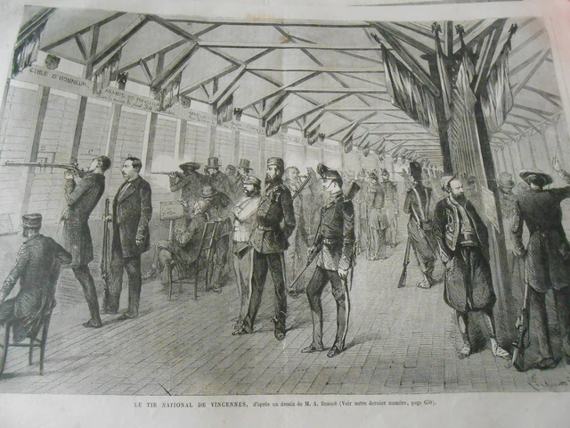 Gravure 1865 - Le Tir National de Vincennes