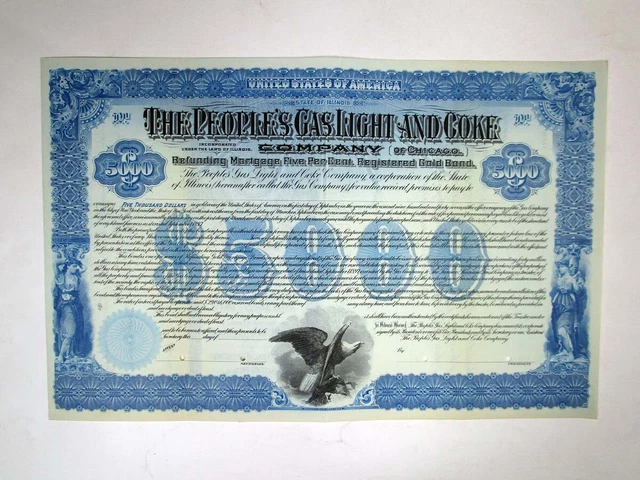IL. People's Gas Light & Coke Co., 1897. $5000 Registered 5% Specimen Bond, XF