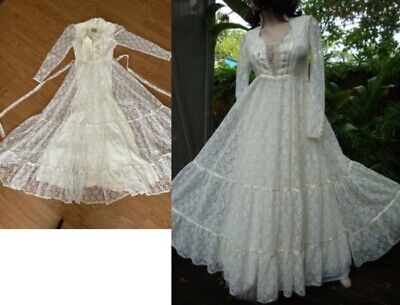Vintage Gunne Sax Dress Victorian  Lace Dress Hippie Corset Beach Wedding  11