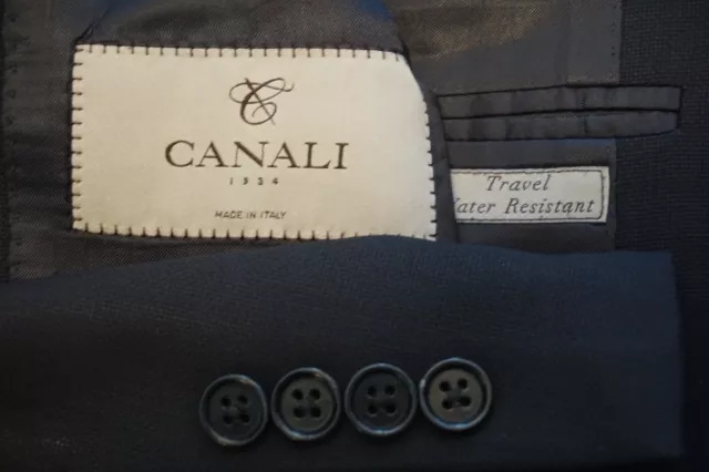 Canali 1934 Travel Water Resistant Navy Blue Woven Sport Coat Jacket Sz 44R