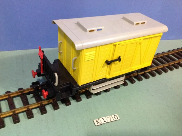 (K170) playmobil wagon marchandises jaune ref 4102 train 4025