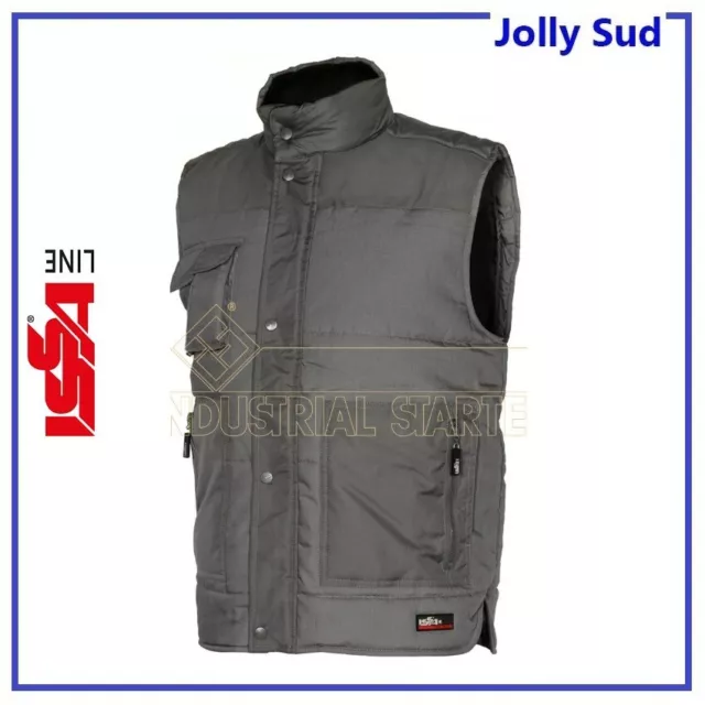 Smanicato Gilet da Lavoro per Uomo ISSA LINE con Multitasche Imbottito Invernale