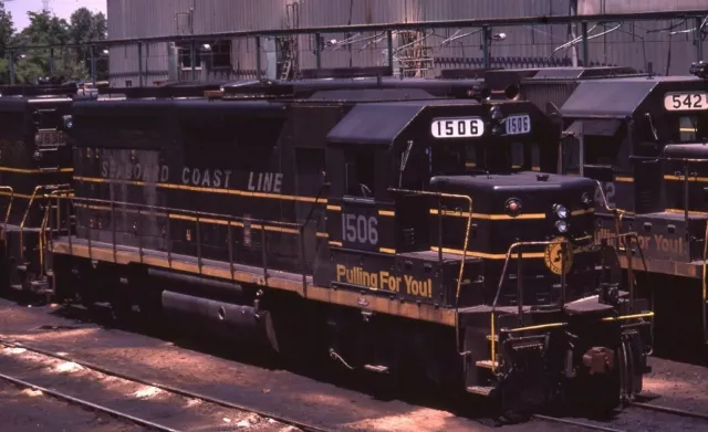SCL SEABOARD COAST LINE Railroad Train Locomotive 1506 RICHMOND VA Photo Slide