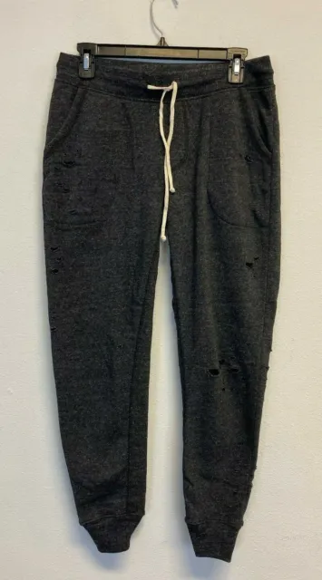 Alternative Women's Super Distressed Eco Fleece Jo Pants Gray Size Medium -