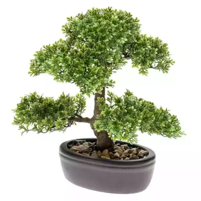 Mini bonsái artificial ficus esmeralda verde 32 cm 420002