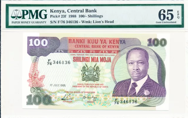 Central Bank Kenya 100 Shillings 1988  PMG  65EPQ