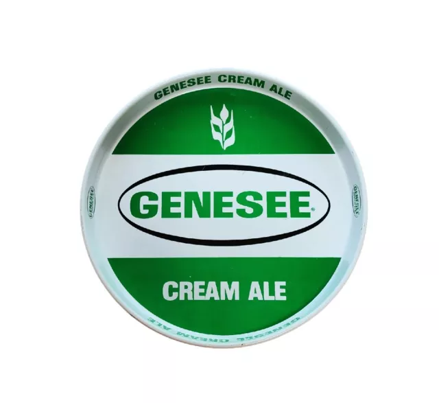 Genesse Cream Ale Beer 12" Metal Serving Tray Platter Vintage Double Sided RARE!