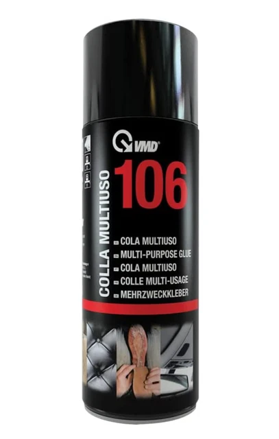 Colla spray VMD 106 adesivo multiuso 400 ml tessuto carta metallo legno vetro