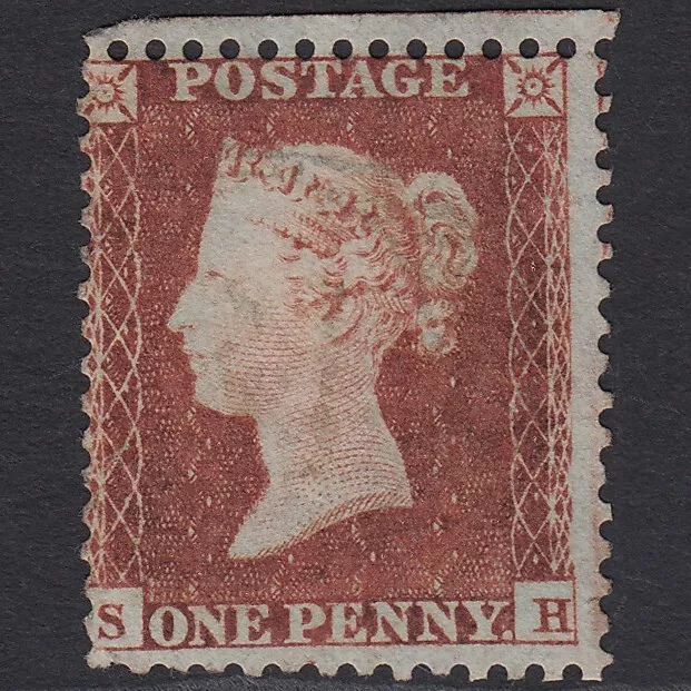 T11_23 GB QV 1855 1d RED-BROWN PLATE 194 SG22-C2(1) SH FU VERY LIGHT CANCEL