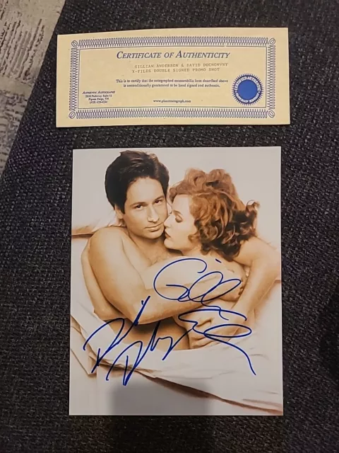 X-Files David Duchovny And Gillian Anderson Signed Autographed 8×10 W/ Coa