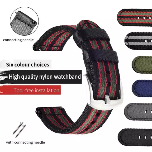 Ersatzarmband Nylon Uhrenarmband Sport Watch Strap Armband für Breite 18/20/22mm