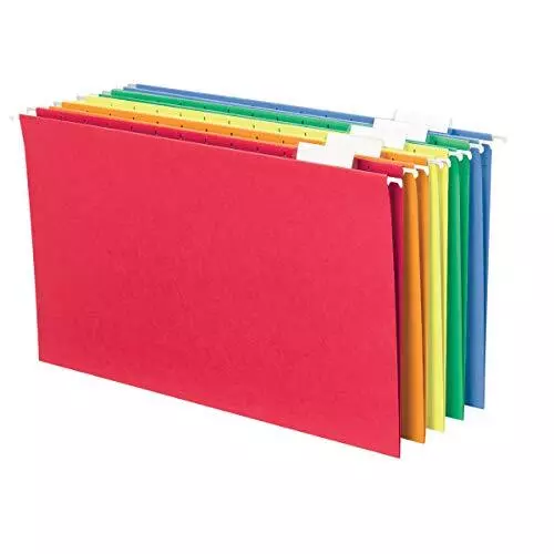 Smead Hanging File Folder with Tab, 1/5-Cut Adjustable Tab, Legal Size, Assor...