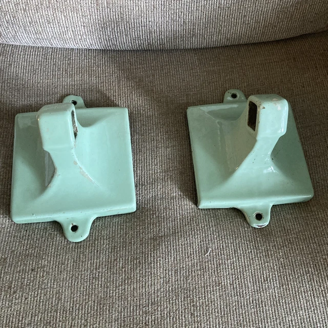 Vintage Cast Iron Enameled Towel Bar Holder/ Toilet Paper Heavy/ Solid Green