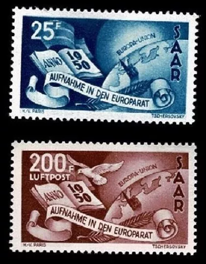 Saarland postfrisch Mi.Nr. 297 bis 298 Europarat 1950