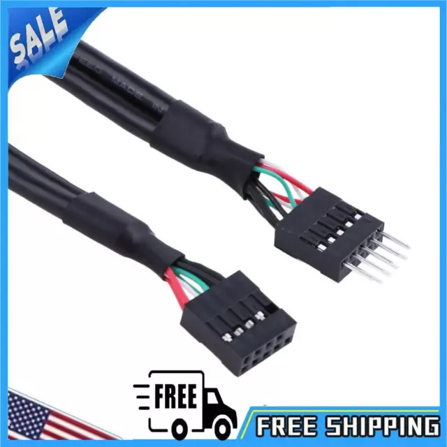 USB 2.0 9 Pin Male To 9 Pin Female Cable Extender 9pin USB Header Extension Cord