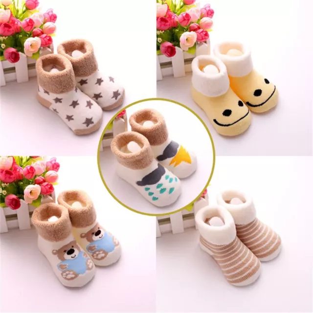 5 pares Baby Boy Girl Cartoon Sock Children Antislip Cotton Warm Feet Kid Socks