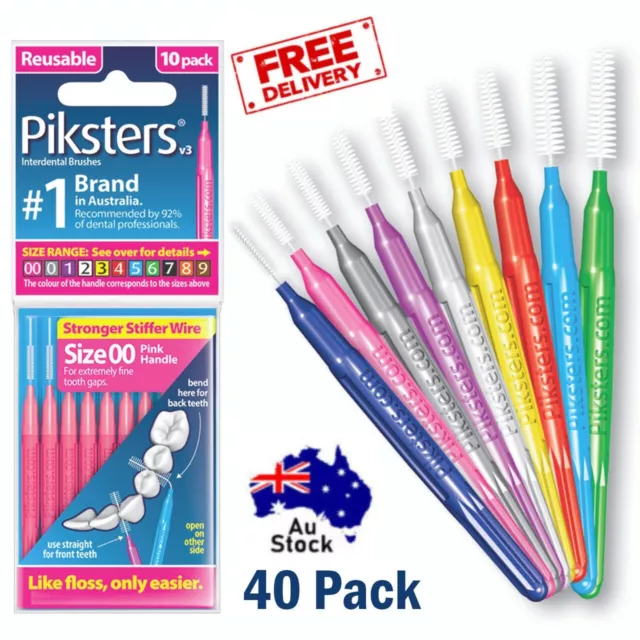 Piksters 40 PACK Interdental Brushes Sizes 000 to 5 *!CHEAPEST ONLINE!*