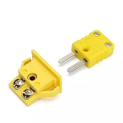 K-Type Panel Mount Thermocouple Mini Plug Connector, Male and Female, Pack of 1