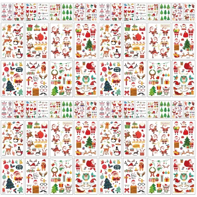 64 fogli Di natale Tatuaggi Temporanei Bambini Tatuaggi Temporanei