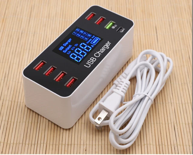 8 Multi-Port USB Adapter Desktop Wall Charger Smart Quick Charging Station 3.0 C