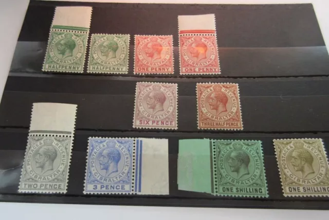 Gibraltar 1921 -1927 MNH SG89 - 98 GOOD CAT VALUE LESS SG98 8 MNH 2 MH