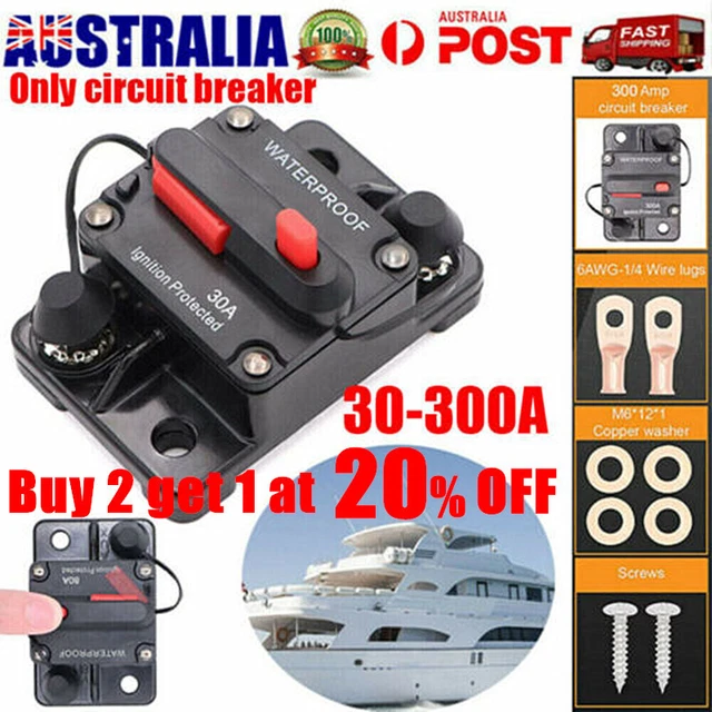 Circuit Breaker 30-300A Waterproof DC &ndash; Reset Fuse For Car, Boat, 12V-48V, IP67 Marine Circuit Breaker