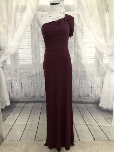 Trina Turk Size 4 Dress Formal Long Maxi Gown One Shoulder Burgundy Purple B43