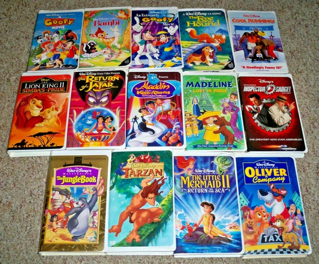 15 DISNEY CLAMSHELL Vhs Tapes Alladin Goofy Bambi Tarzan Mermaid Lion ...