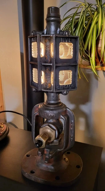 Steampunk Cast Iron Industrial Desk Table Lamp Light Handmade in USA Art Decor