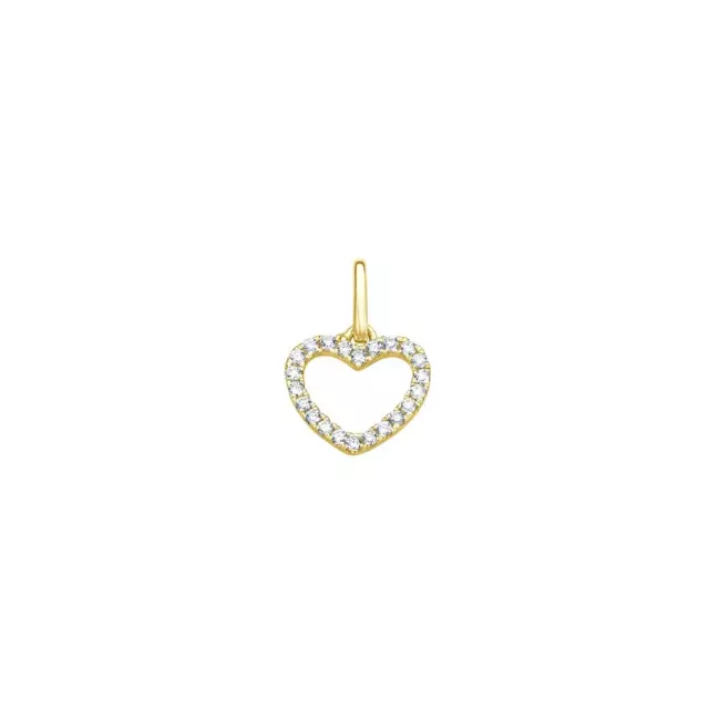 Diamant Herz Anhänger - 8mm - 750 Gelbgold